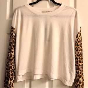 Express One Eleven Leopard Sleeve Boxy Tee
